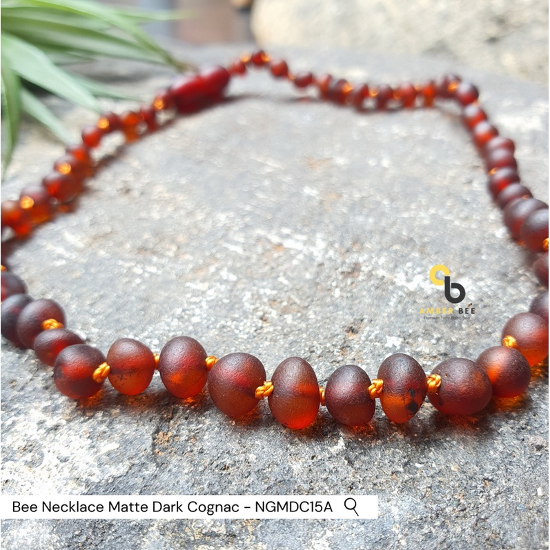 Kalung Amber Bayi &amp; Anak TK/SD Premium Baltic Matte Dark Cognac NGMDC15 By Amber Bee