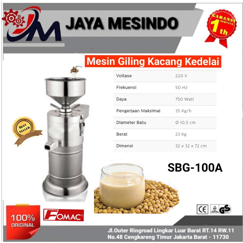 Mesin giling kacang kedelai soya bean grinder SBG-100A Fomac