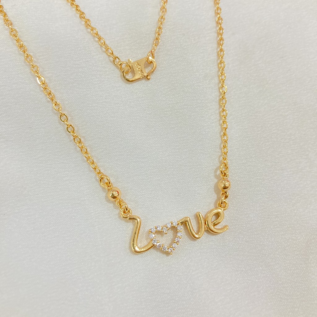 Kalung Inisial Love Lapis Emas Aksesoris Fashion Korean Style