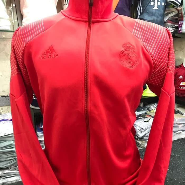 JAKET BOLA REAL MADRID ANTHEM 3RD RED OFFICIAL 2018-2019 GRADE ORI