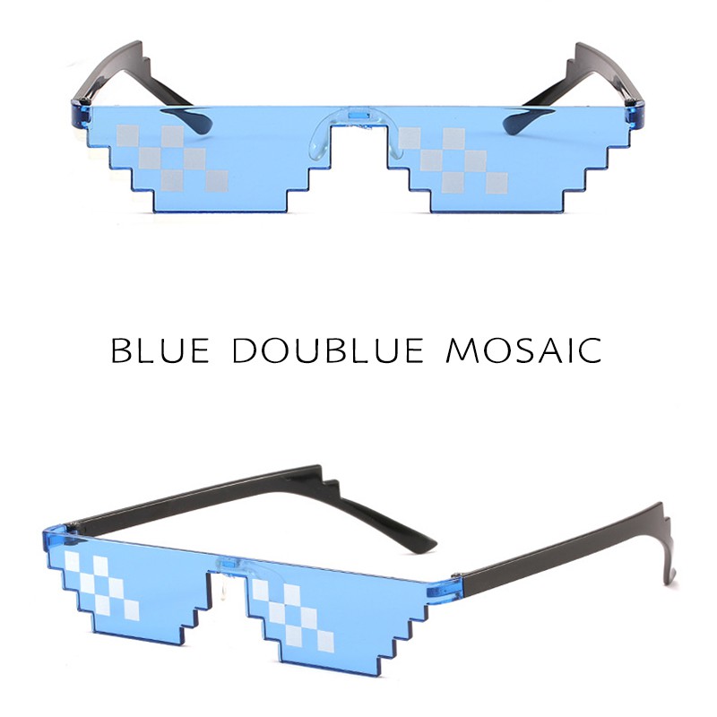 (YUZHU) Kacamata Hitam Wanita Model Jepang Pixel untuk Pesta / Cosplay Mosaic Sunglasses