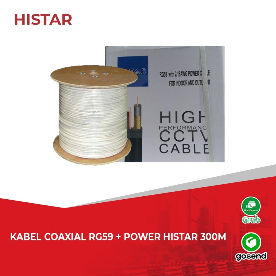 KABEL CCTV HISTAR RG59 + POWER 300M