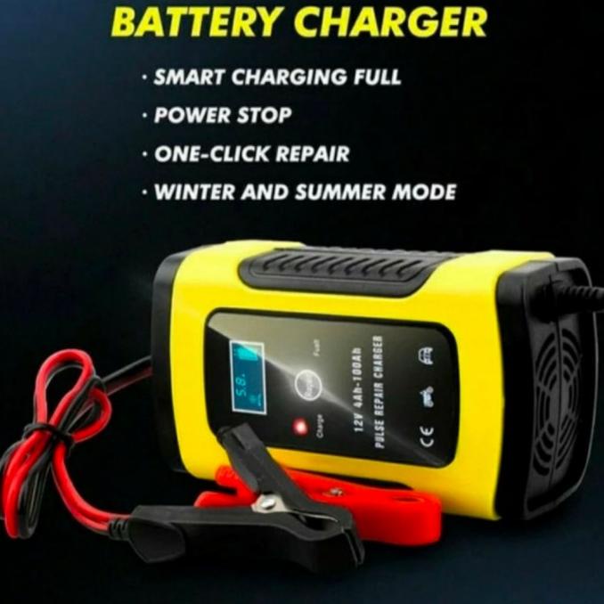 Jual CHARGER AKI MOBIL CAS BATERAI KERING BASAH 12V 6A LCD | Shopee