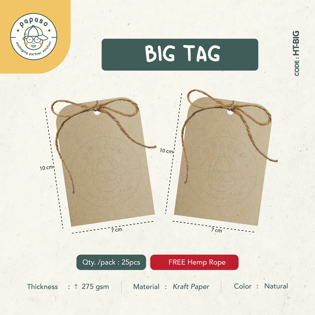 

Big Tag / Hang Tag / Kraft Tag / Tali Rami / 7x10cm