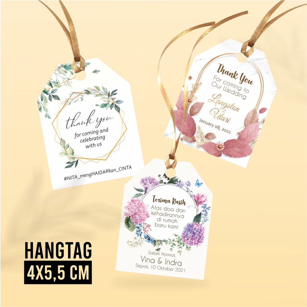 

Hang Tag Souvenir 4x5,5 cm / Engagement / Wedding/ Hang Tag Ucapan Terimakasih / Thanks Card