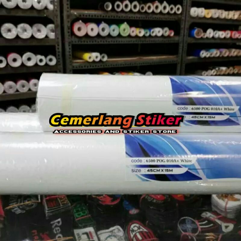 sticker putih / skotlet motor putih dof merk profik