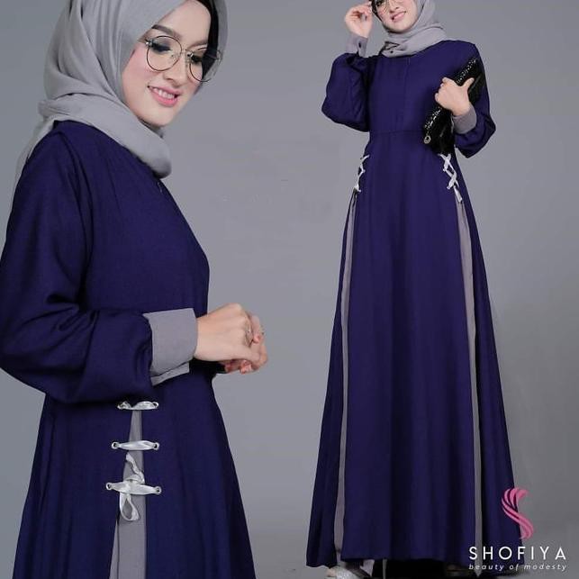 qwp GAMIS NIBRAS NB 197 BIRU MUDA SALUR / Baju Gamis Nibras Syari Wanita Dewasa Promo Murah Terbaru