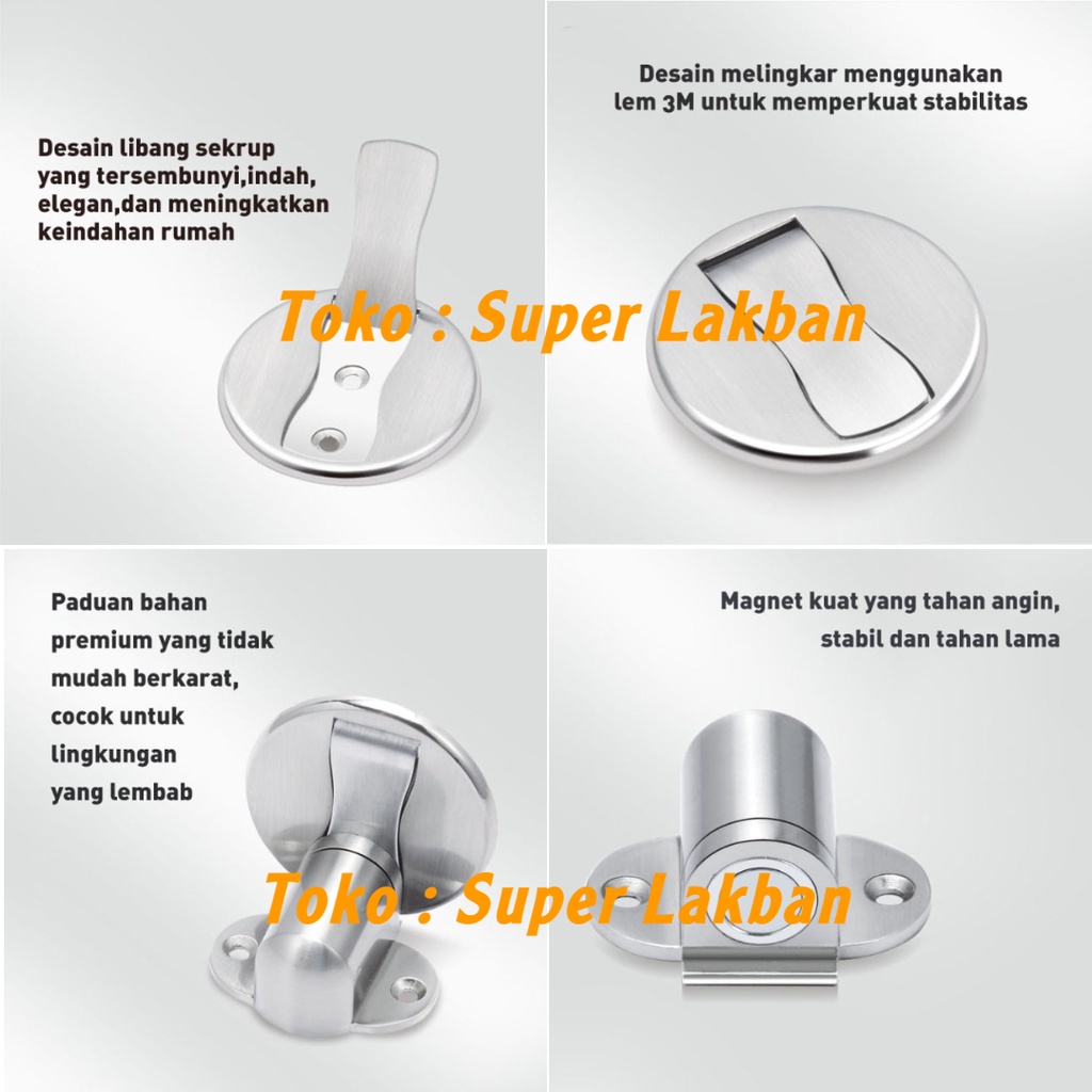 Penahan Pintu Magnet Tempel Pengganjal Pintu Stainless Penahan Lemari Laci Door Stopper Anti Bentur