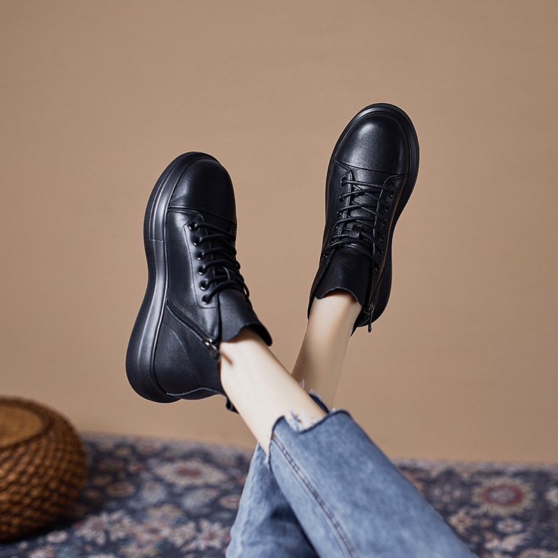 Martin Boot Cewek Wanita Klasik 6 Lubang Kulit Martin Boots Wanita   Pertama Lapisan Kulit Sapi Sing