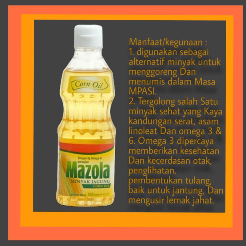 mazola corn oil minyak jagung 450ml