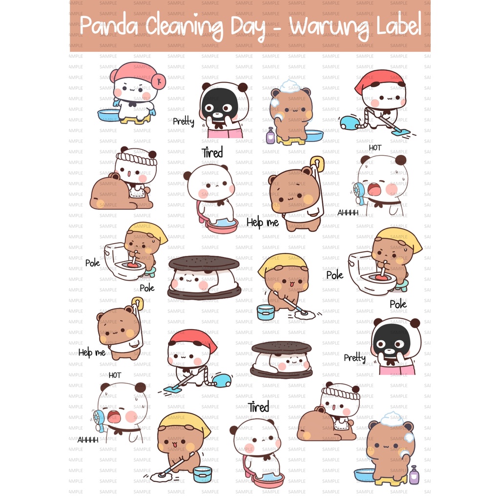 

Sticker Panda Cleaning Day - Sticker Deco - Bullet Journal - Sticker murah - sticker anti air