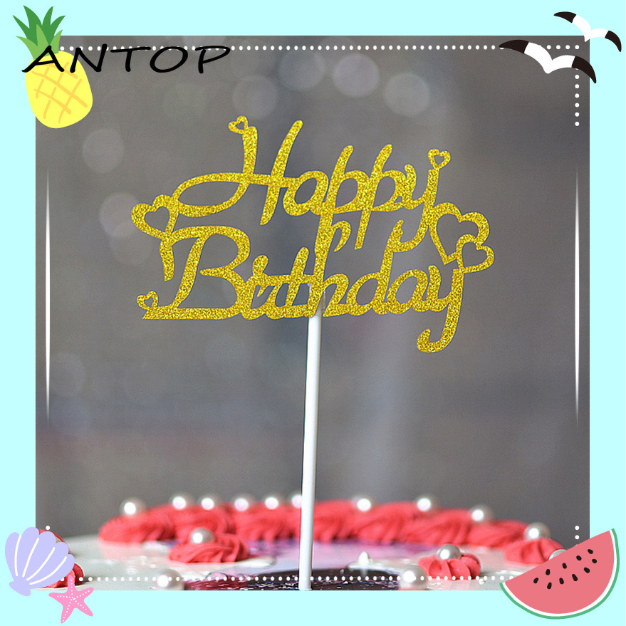 Topper Kue Desain Happy Birthday Bahan Akrilik Untuk Dekorasi