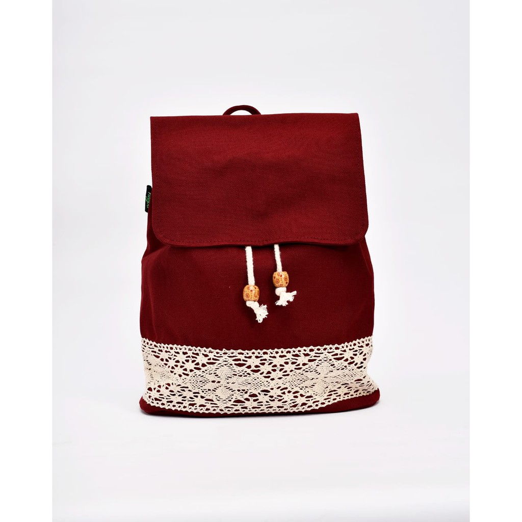 TAS RANSEL KANVAS HEEJOU Medium Vintage Maroon