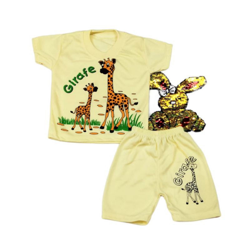 COD 1 STEL BAJU BAYI / BALITA TERBARU TERMURAH USIA 0-12 BULAN MOTIF JERAPAH LIBBABY.SHOP