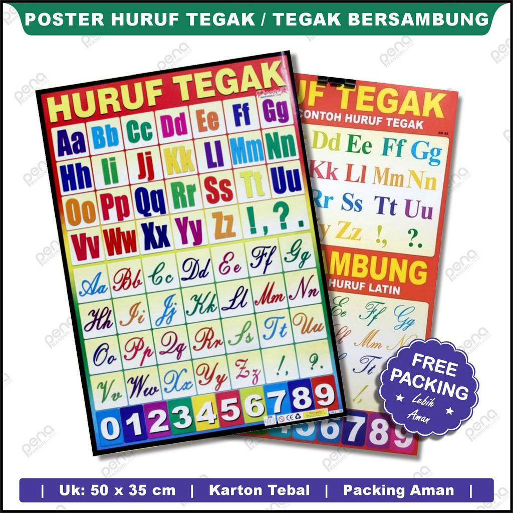 Poster belajar Huruf Tegak &amp; Huruf Sambung