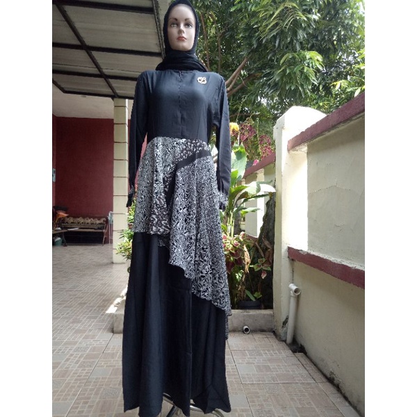 PROMO Baju muslim salsa buat lebaran gamis hitam harga murah dress wanita elegan COD gamis wanita mo