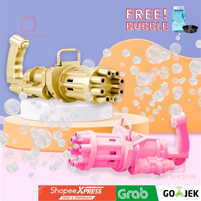 Mainan Pistol Bubble Tiup Balon Pistol Otomatis Bubble Gatling Gun Free dus dan Paking Bubble warp