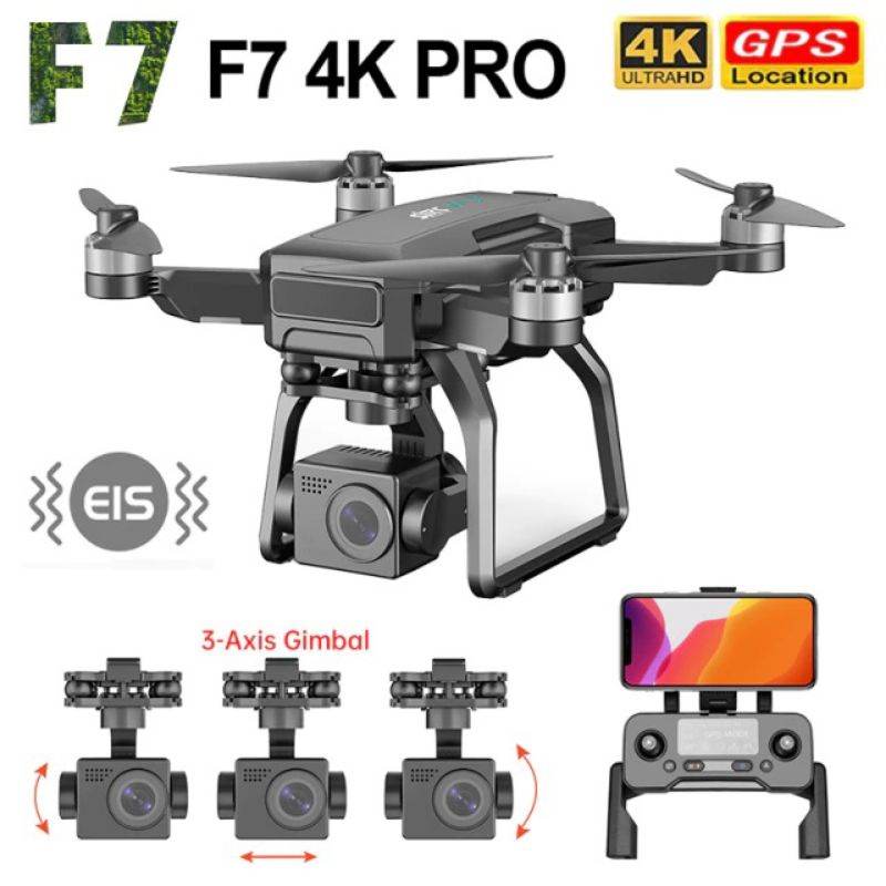 Jual Drone GPS murah lipat sjrc f7 pro 4k eis 3axis gimbal free tas