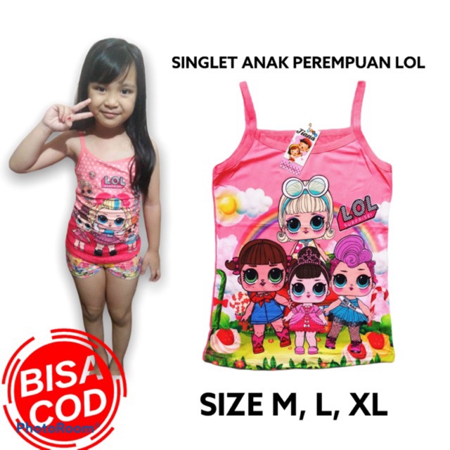 3PCS TANKTOP ANAK LOL / ATASAN ANAK LOL / SINGLET ANAK PEREMPUAN LOL