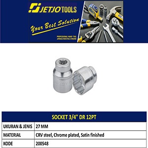 Socket 27 mm JETJO TOOLS - 200548 / 3/4" Drive Sockets 12 PT LAKONI PRO