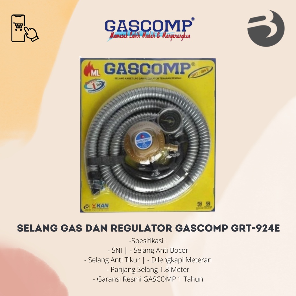 SELANG GAS dan REGULATOR GAS GASCOMP GRT-924E