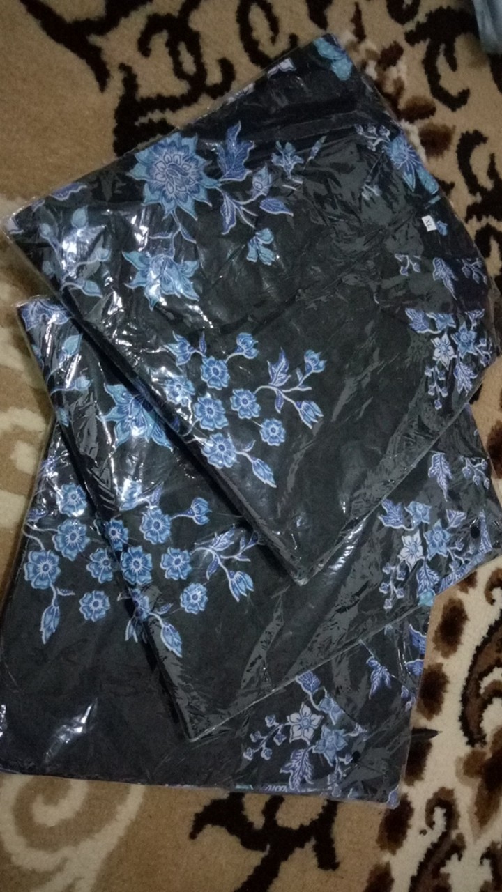 Ready Couple Batik M L Xl Xxl Motif Sakura Biru