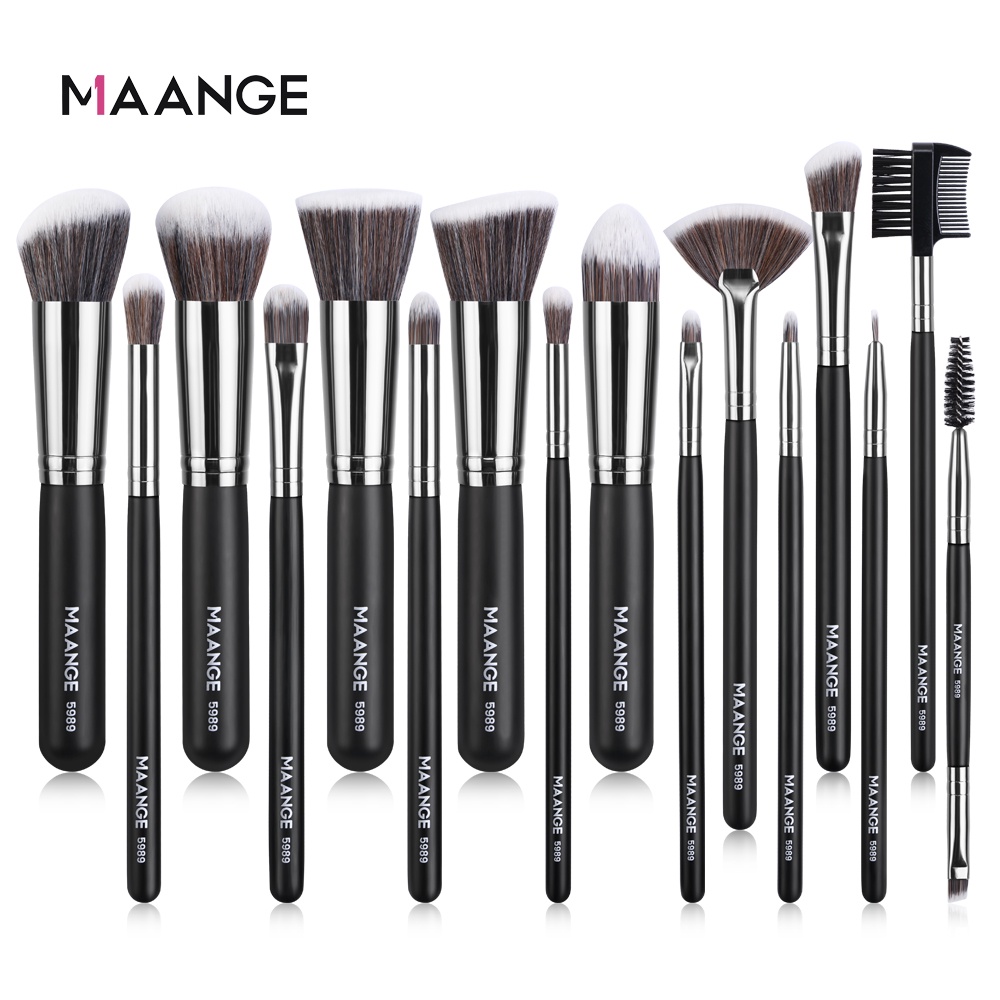 MAANGE 16Pcs Professional Makeup Brush Set Aluminum Tube Super Soft Fluffy Beauty Brushes