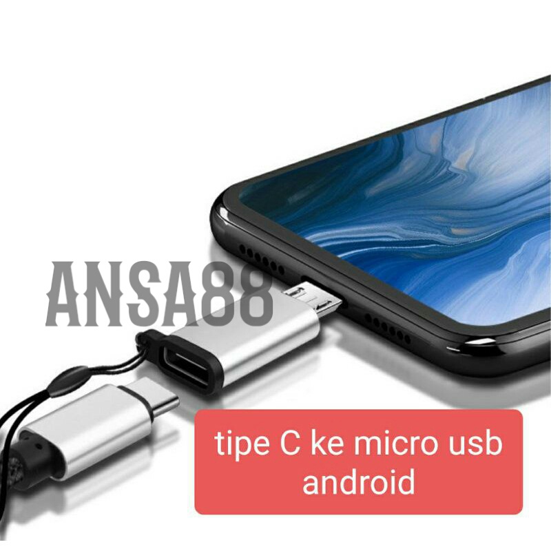 converter type C to micro USB plus gantungan adaptor sambungan tipe C ke micro USB android