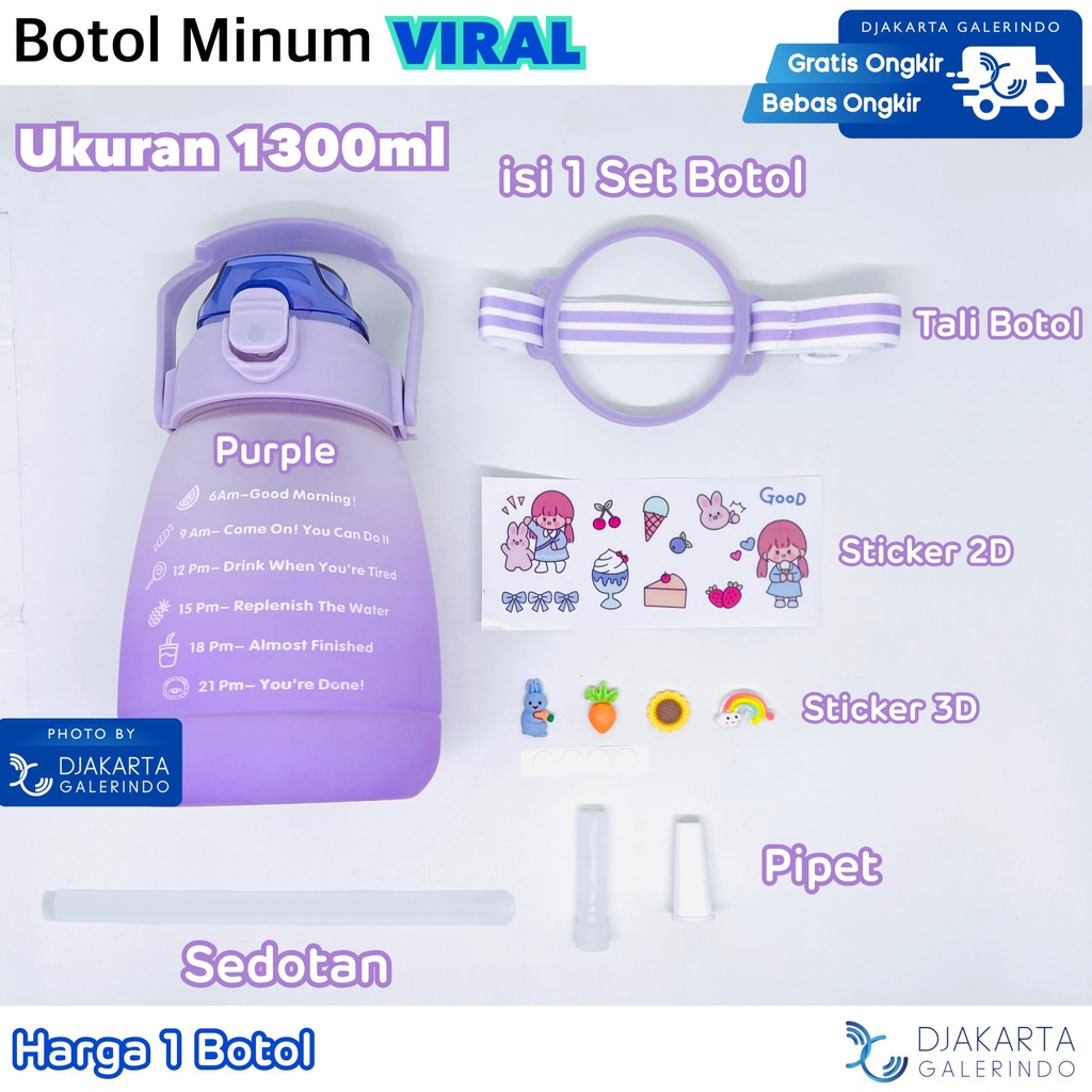 Botol Minum Viral Motivasi Gemoy 1300ml 1.3 Liter