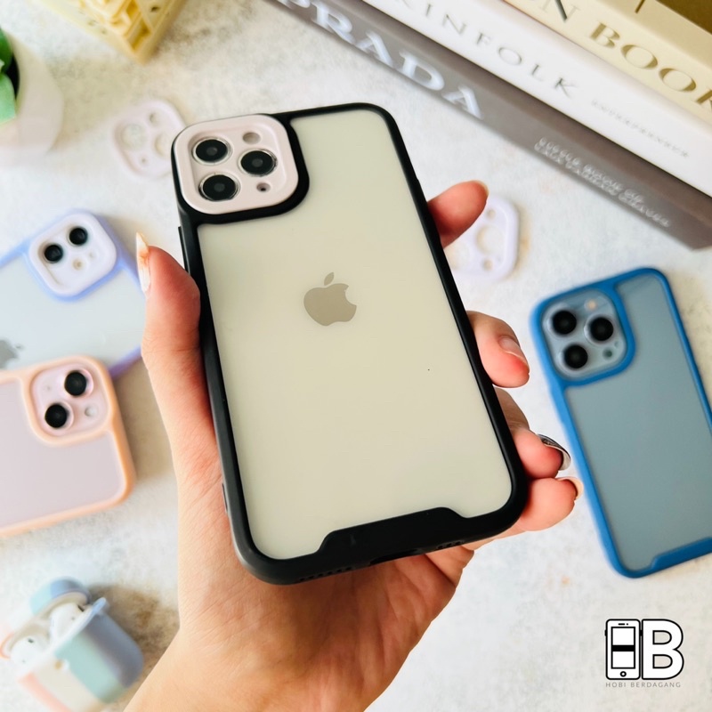 Case Two Tone Pelindung Lensa Kamera Transparan Anti Kotor Tahan Banting Case Iphone X XR XS 11 12 13 Pro Max