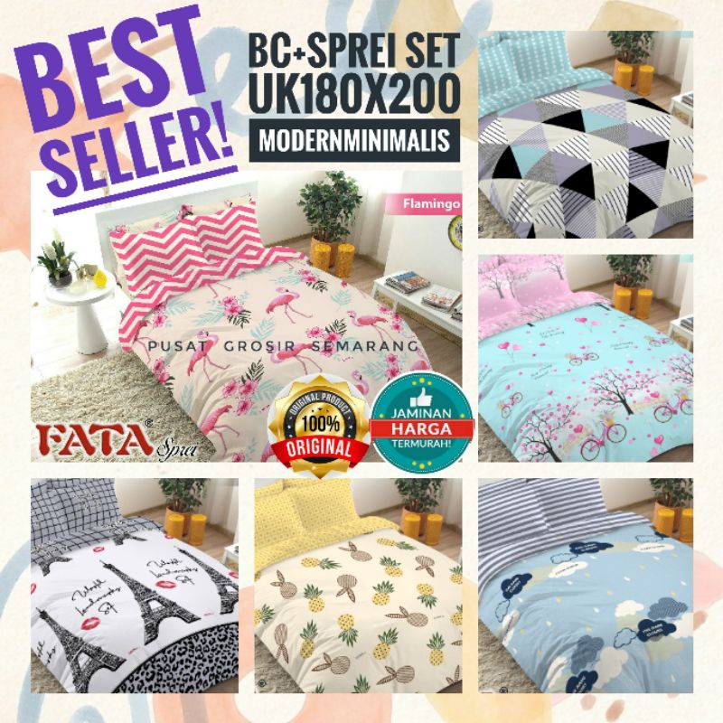 BC Bedcover FATA King Size uk 180 180x200 3D SIGNATURE MINIMALIS Bedcover + Sprei Fata BC set black paris italiano marmer flamingo pink pineapple good night talitha kaktus billabong margarita watson