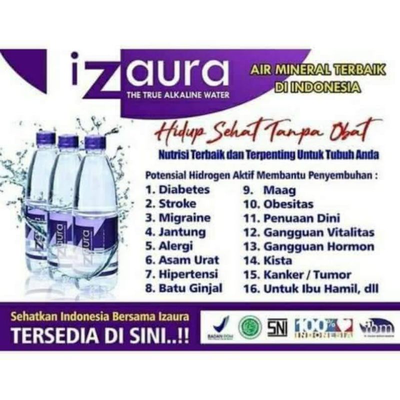 Jual IZAURA Air mineral pH tinggi Alkaline water Air kesehatan Shopee