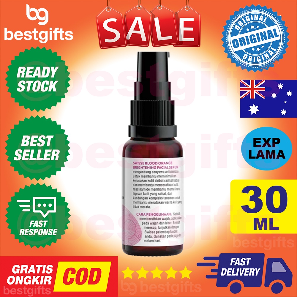 SWISSE SKINCARE BLOOD ORANGE BRIGHTENING FACIAL SERUM MELEMBABKAN SKIN BARRIER CARE KULIT CERAH 30 ML