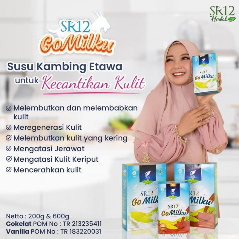 

SUSU KAMBING GOMILKU SR12 200grm-600grm/ SUSU ETAWA KUALITAS PREMIUM / GOAT MILK SUSU BUBUK TANPA GULA BPOM