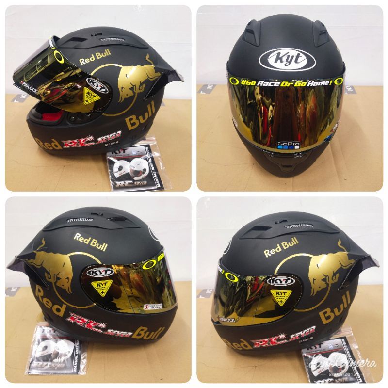 KYT RC7 | RC SEVEN SOLID BLACK MATT PAKET GANTENG VISOR IRIDIUM + SPOILER
