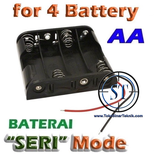 BA-139-4AA 4x1 Kotak Battery AA Case Baterai Batre Holder Batere A2 BAtrei Jam isi 4 Plus Kabel Merah Hitam Plastik Tebal