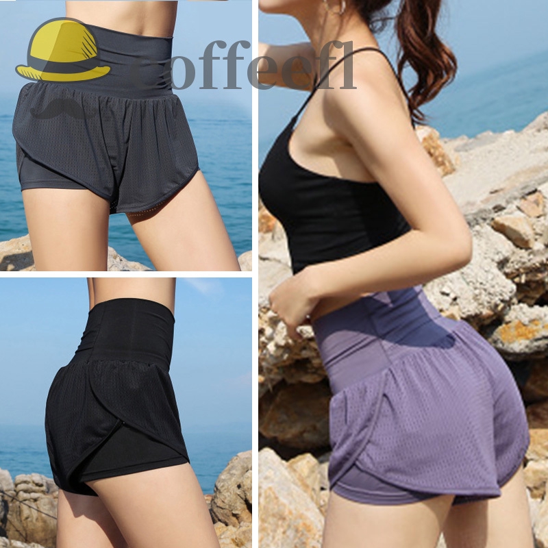 Ce Celana Pendek 2 In 1 Wanita Bahan Mesh Elastis Cepat Ce Celana Pendek 2 In 1 Wanita Bahan Mesh Elastis Cepat