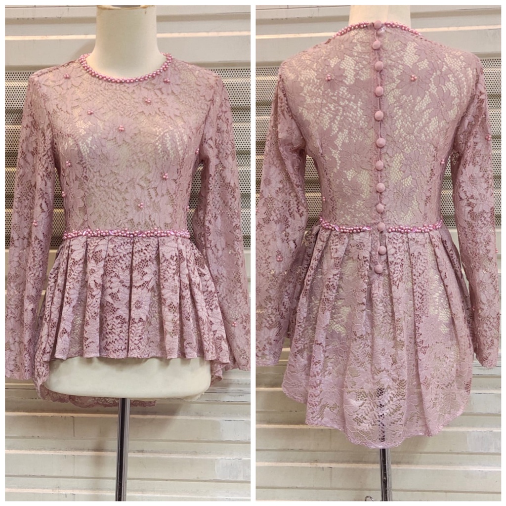 KEBAYA MODERN BROKAT PAYET KERAH BULAT/PAYET JEPANG/KEBAYA MODERN