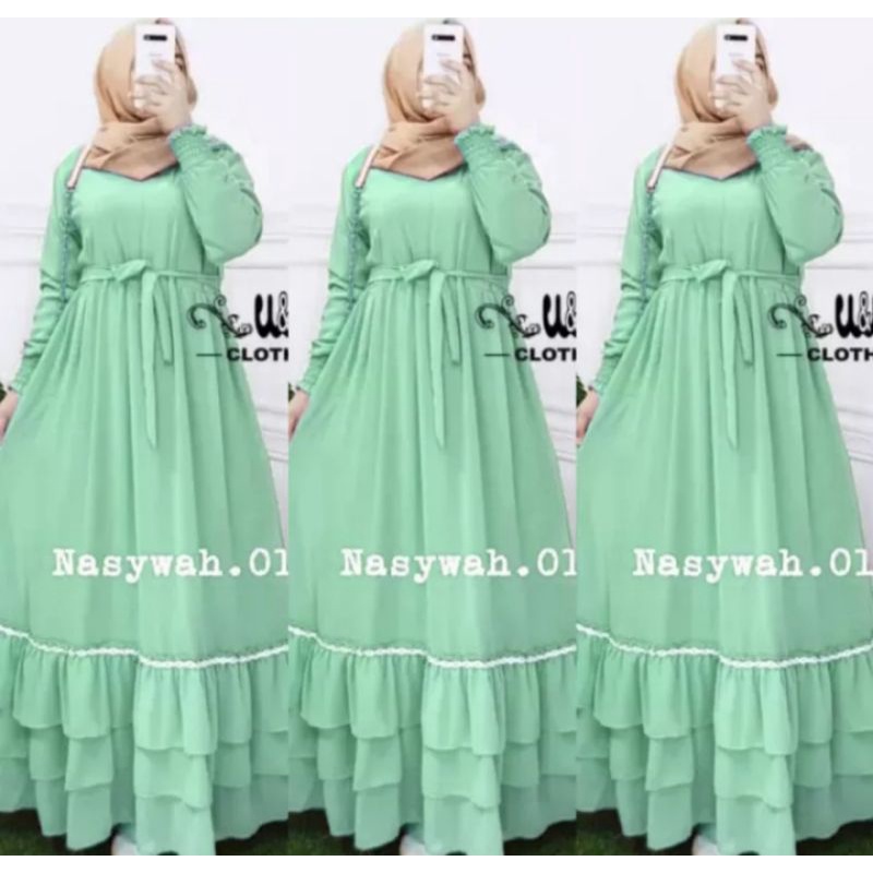 gamis ceruty model renda bawah