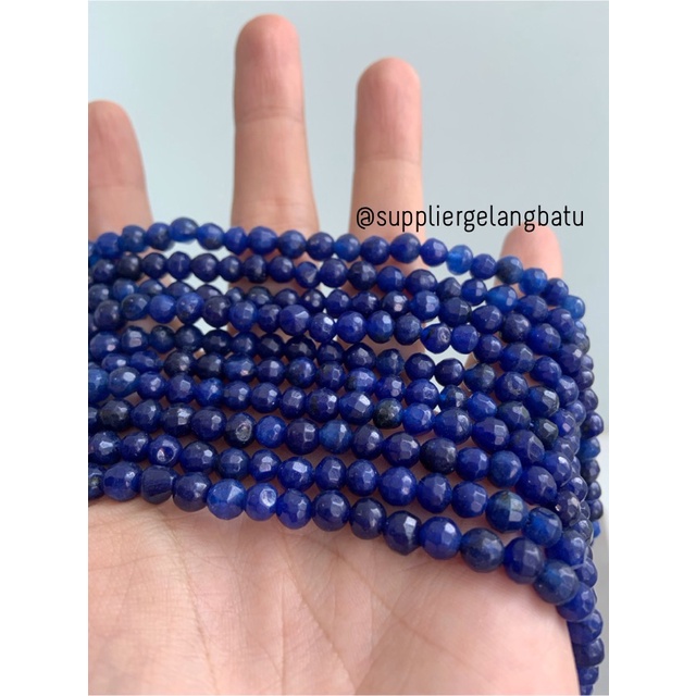 Batu LAPIZ LAZULI CUTTING biru 6mm natural afghanistan bahan aksesoris