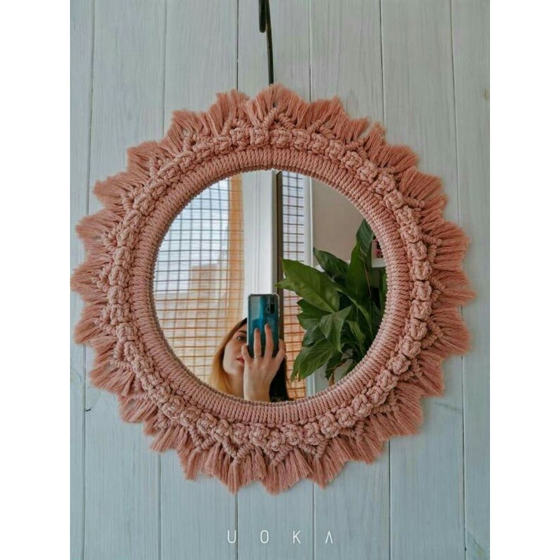Macrame Frame cermin (Tanpa Cermin)  Macrame Round