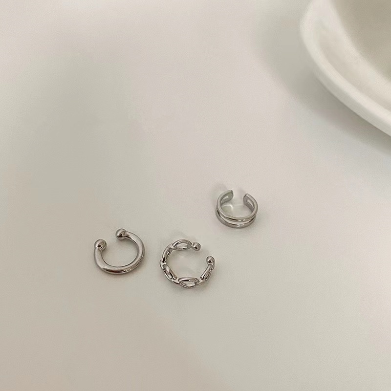 3pcs Anting Klip on Tanpa Tindik Gaya Korea Untuk Pria / Wanita