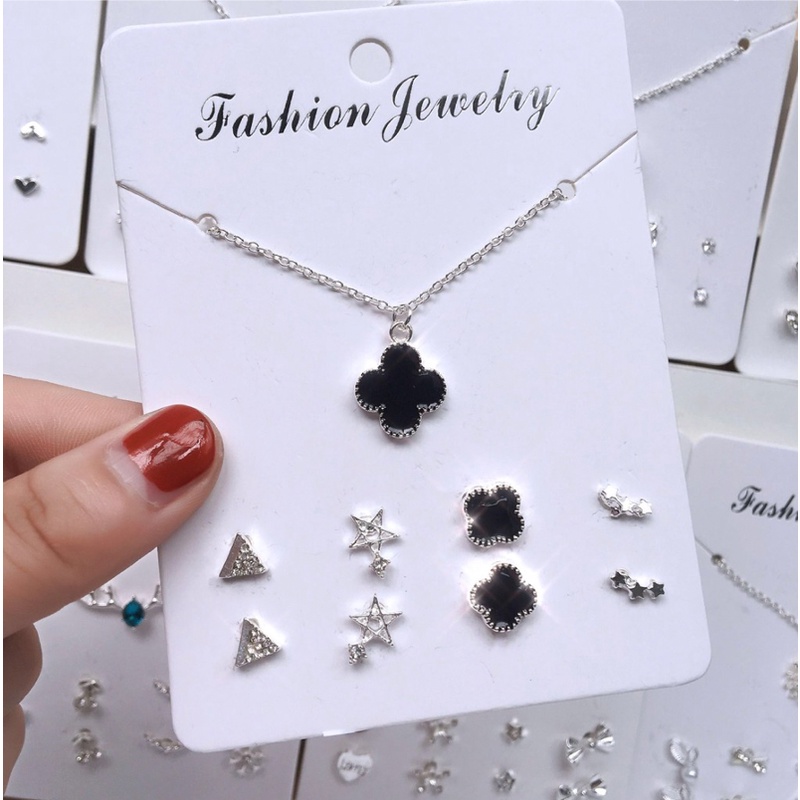 Set Kalung Anting 4 Set Fashion Wanita Anting Korea Aksesoris Murah Dalika