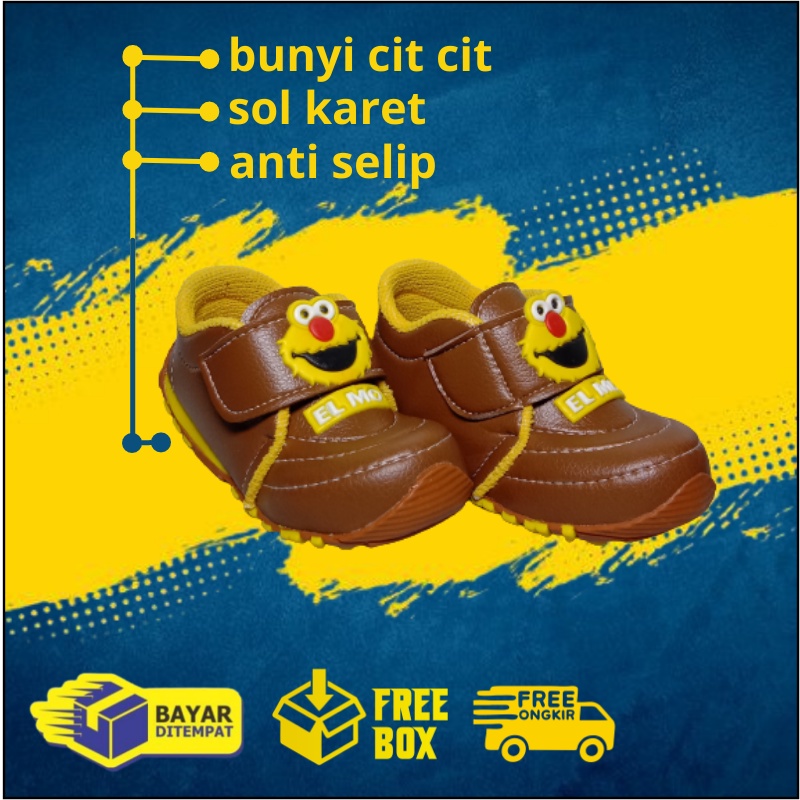 SEPATU BUNYI BAYI LAKI LAKI USIA 1-3 TAHUN / SEPATU CIT CIT MURAH / SEPATU BALITA COWOK - ELMOO