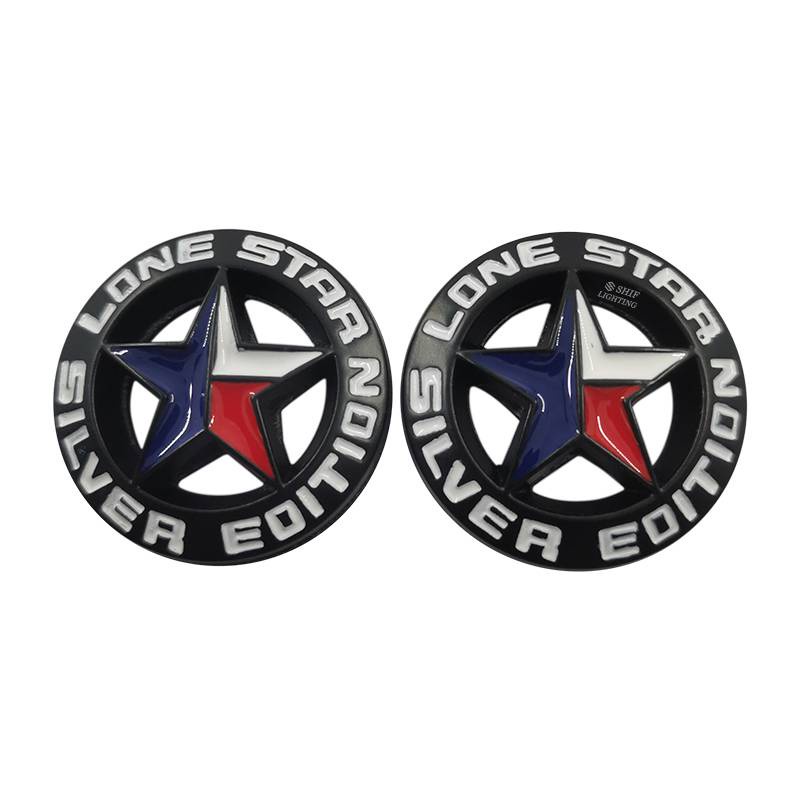 2 x Metal Gold LONE STAR Logo Car Auto Rear Trunk Decorative Emblem Sticker Badge Decal TEXAS EDITION