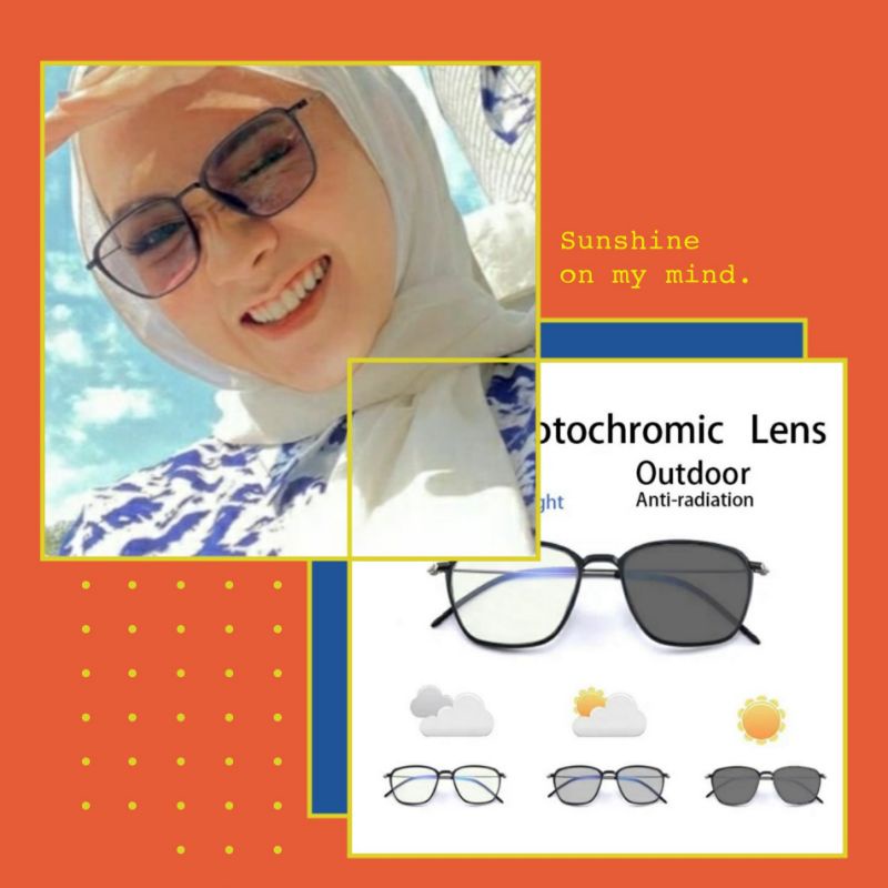 Promo Kacamata Photocromic Lens Import Pria Wanita Korean Style Potokromik Jam