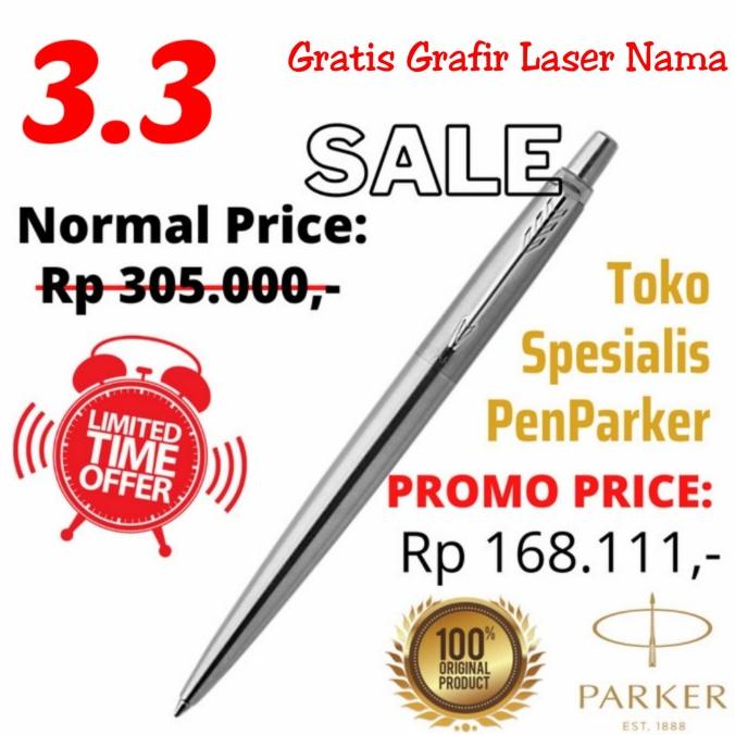 

Pulpen Parker Jotter Original StainlessSteel Ballpoint(BP) Klip Silver
