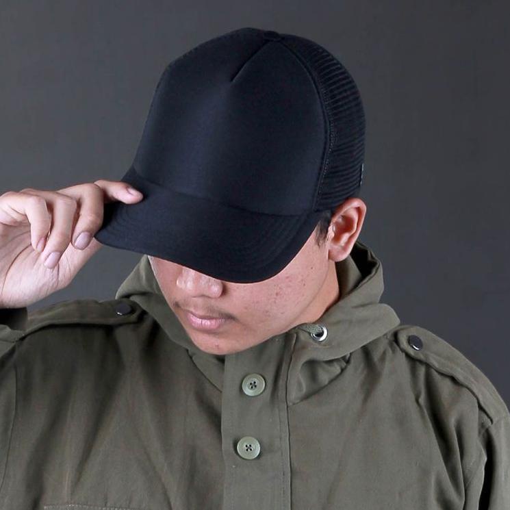 Murah Hemat Topi Jaring Jala Polos Hitam Coklat Tali Strap Colok Termurah