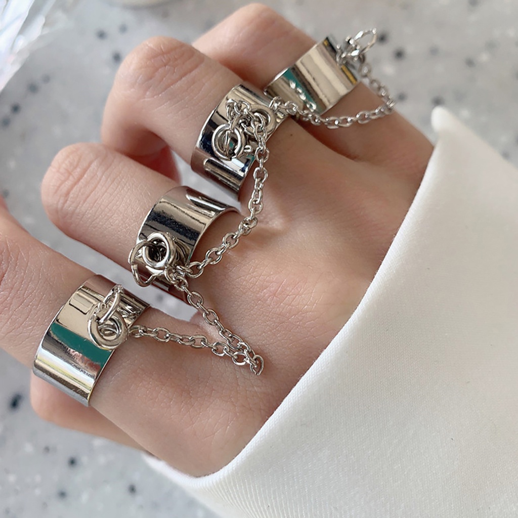 [Jianxin] Chain Ring Anti-rust Adjustable Punk Style Cool Hip Pop Multi-layer Jewelry for Engagement