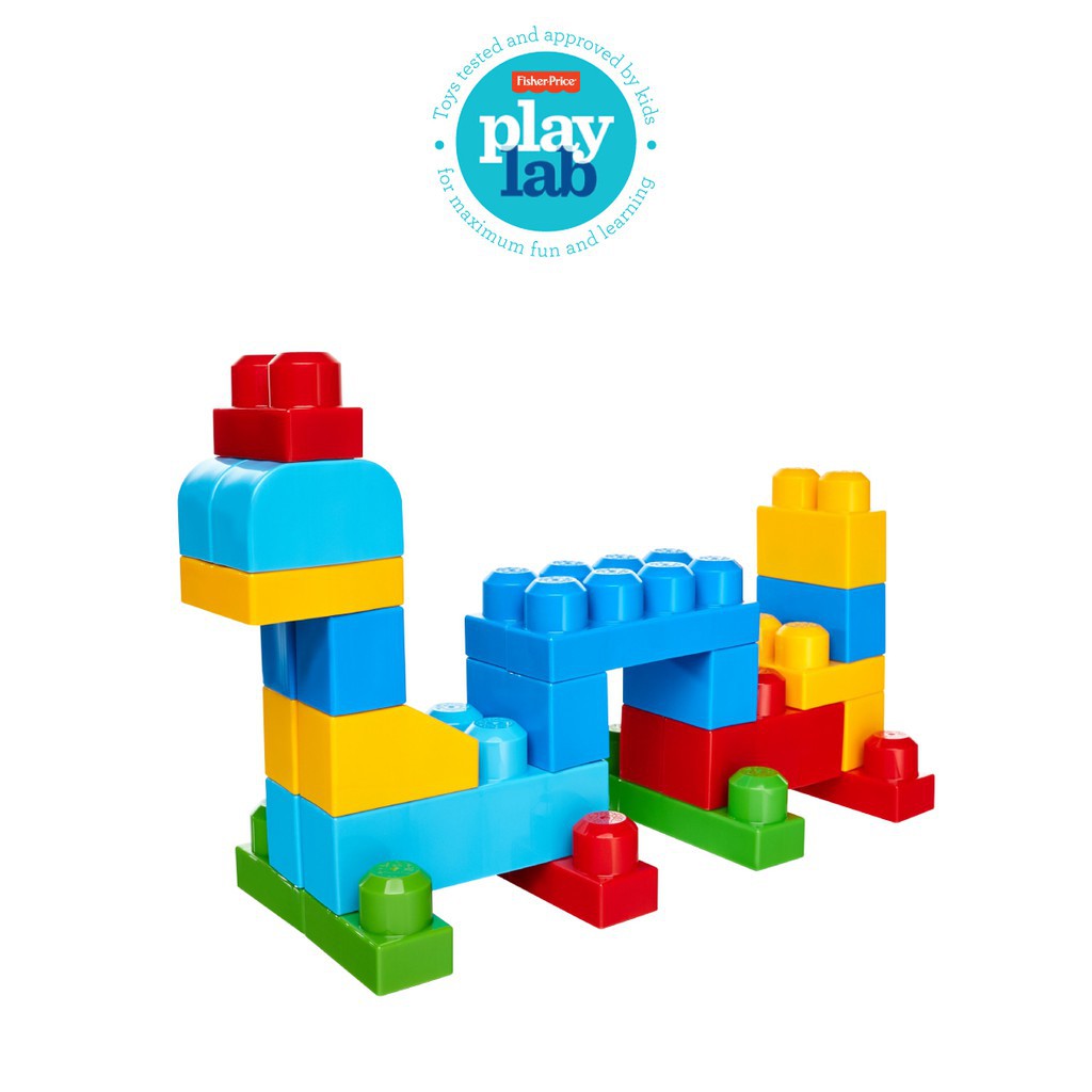 Mega Bloks Big Building Bag (80 pcs) - Mainan Balok Susun Edukasi Anak Balita